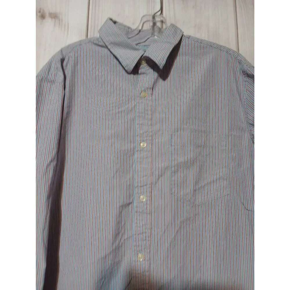 Banana Republic Shirt Men's Extra Large Blue Red Button Front Long Sleeve‎